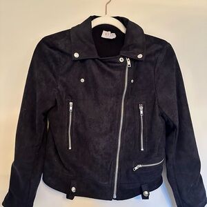 Black Faux Suede Moto Jacket Size Small